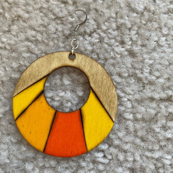 Wood Burned Earrings - Picture 3 of 6